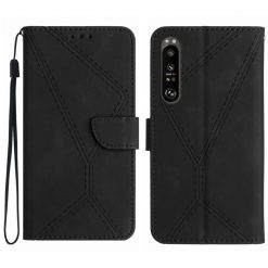 Kryty na mobil | Peňaženkové puzdro Embossing Pattern Stitchy case čierne – Sony Xperia 1 V | Kryty na mobil