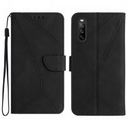Kryty na mobil | Peňaženkové puzdro Embossing Pattern Stitchy case čierne – Sony Xperia 10 V | Kryty na mobil