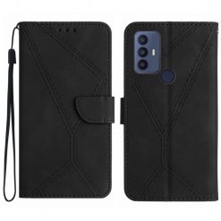 Kryty na mobil | Peňaženkové puzdro Embossing Pattern Stitchy case čierne – TCL 305 / 306 / 30 SE / 30E | Kryty na mobil