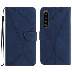 Kryty na mobil | Peňaženkové puzdro Embossing Pattern Stitchy case modré – Sony Xperia 1 V | Kryty na mobil