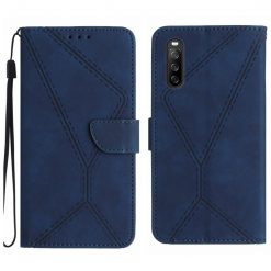 Peňaženkové puzdro Embossing Pattern Stitchy case modré – Sony Xperia 10 V | Kryty na mobil Kryty na mobil | Peňaženkové puzdro Embossing Pattern Stitchy case modré – Sony Xperia 10 V | Kryty na mobil