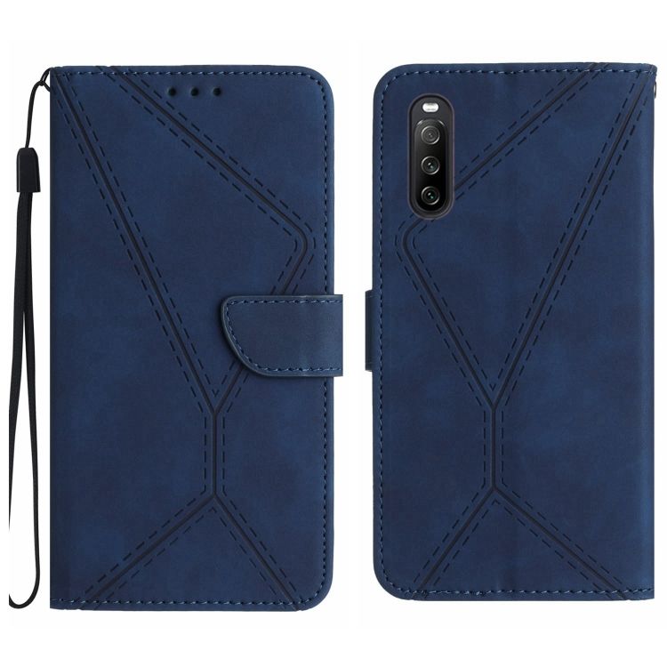 Peňaženkové puzdro Embossing Pattern Stitchy case modré – Sony Xperia 10 V | Kryty na mobil Kryty na mobil | Peňaženkové puzdro Embossing Pattern Stitchy case modré – Sony Xperia 10 V | Kryty na mobil