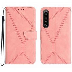 Peňaženkové puzdro Embossing Pattern Stitchy case ružové – Sony Xperia 1 V | Kryty na mobil Kryty na mobil | Peňaženkové puzdro Embossing Pattern Stitchy case ružové – Sony Xperia 1 V | Kryty na mobil
