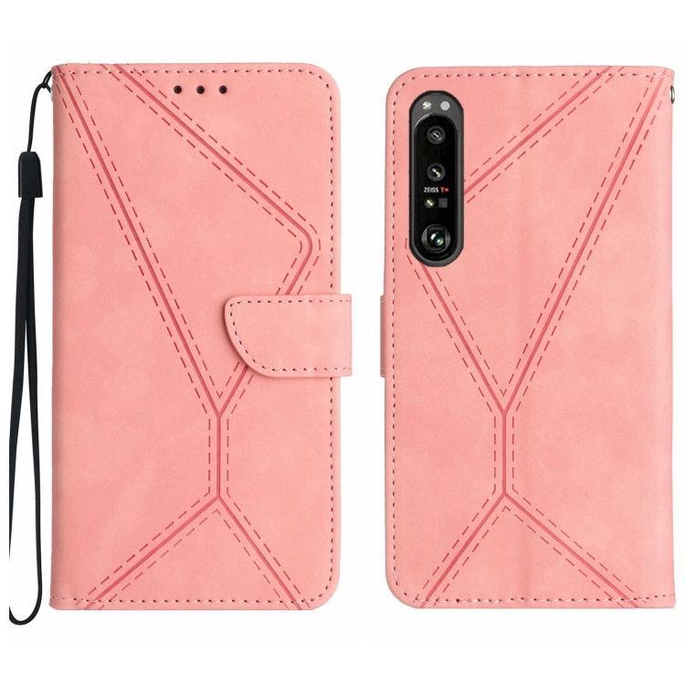 Peňaženkové puzdro Embossing Pattern Stitchy case ružové – Sony Xperia 1 V | Kryty na mobil Kryty na mobil | Peňaženkové puzdro Embossing Pattern Stitchy case ružové – Sony Xperia 1 V | Kryty na mobil