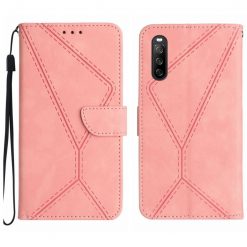 Kryty na mobil | Peňaženkové puzdro Embossing Pattern Stitchy case ružové – Sony Xperia 10 V | Kryty na mobil