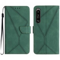 Peňaženkové puzdro Embossing Pattern Stitchy case zelené – Sony Xperia 1 V | Kryty na mobil Kryty na mobil | Peňaženkové puzdro Embossing Pattern Stitchy case zelené – Sony Xperia 1 V | Kryty na mobil