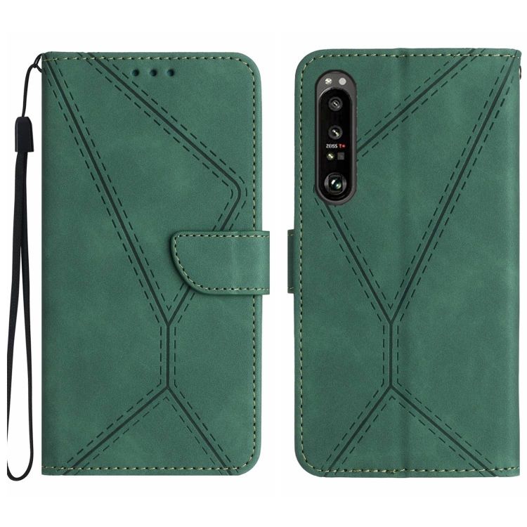Peňaženkové puzdro Embossing Pattern Stitchy case zelené – Sony Xperia 1 V | Kryty na mobil Kryty na mobil | Peňaženkové puzdro Embossing Pattern Stitchy case zelené – Sony Xperia 1 V | Kryty na mobil