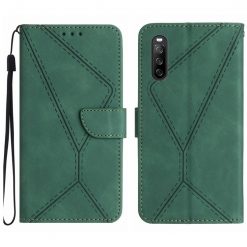 Kryty na mobil | Peňaženkové puzdro Embossing Pattern Stitchy case zelené – Sony Xperia 10 V | Kryty na mobil