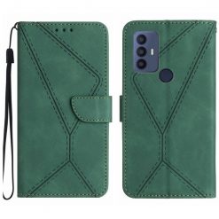 Kryty na mobil | Peňaženkové puzdro Embossing Pattern Stitchy case zelené – TCL 305 / 306 / 30 SE / 30E | Kryty na mobil