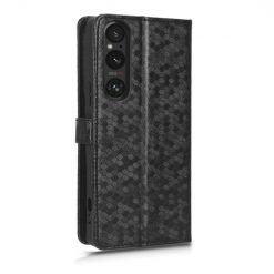 Kryty na mobil | Peňaženkové puzdro Honeycomb Dot Texture Case čierne – Sony Xperia 1 V | Kryty na mobil