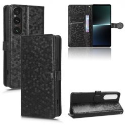 Kryty na mobil | Peňaženkové puzdro Honeycomb Dot Texture Case čierne – Sony Xperia 1 V | Kryty na mobil