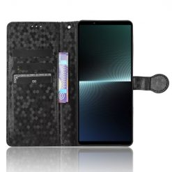 Kryty na mobil | Peňaženkové puzdro Honeycomb Dot Texture Case čierne – Sony Xperia 1 V | Kryty na mobil