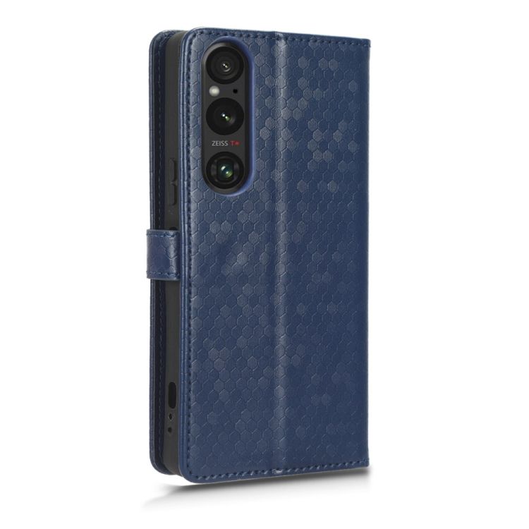 Peňaženkové puzdro Honeycomb Dot Texture Case modré – Sony Xperia 1 V | Kryty na mobil Kryty na mobil | Peňaženkové puzdro Honeycomb Dot Texture Case modré – Sony Xperia 1 V | Kryty na mobil