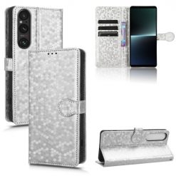 Kryty na mobil | Peňaženkové puzdro Honeycomb Dot Texture Case strieborné – Sony Xperia 1 V | Kryty na mobil