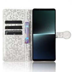 Kryty na mobil | Peňaženkové puzdro Honeycomb Dot Texture Case strieborné – Sony Xperia 1 V | Kryty na mobil