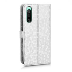 Kryty na mobil | Peňaženkové puzdro Honeycomb Dot Texture Case strieborné – Sony Xperia 10 V | Kryty na mobil