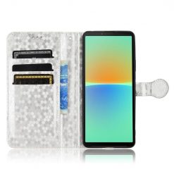 Kryty na mobil | Peňaženkové puzdro Honeycomb Dot Texture Case strieborné – Sony Xperia 10 V | Kryty na mobil