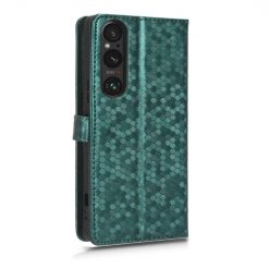 Peňaženkové puzdro Honeycomb Dot Texture Case zelené – Sony Xperia 1 V | Kryty na mobil Kryty na mobil | Peňaženkové puzdro Honeycomb Dot Texture Case zelené – Sony Xperia 1 V | Kryty na mobil