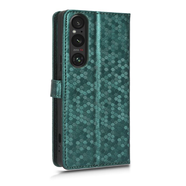 Peňaženkové puzdro Honeycomb Dot Texture Case zelené – Sony Xperia 1 V | Kryty na mobil Kryty na mobil | Peňaženkové puzdro Honeycomb Dot Texture Case zelené – Sony Xperia 1 V | Kryty na mobil