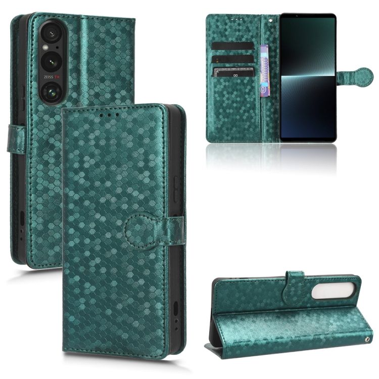 Peňaženkové puzdro Honeycomb Dot Texture Case zelené – Sony Xperia 1 V | Kryty na mobil Kryty na mobil | Peňaženkové puzdro Honeycomb Dot Texture Case zelené – Sony Xperia 1 V | Kryty na mobil