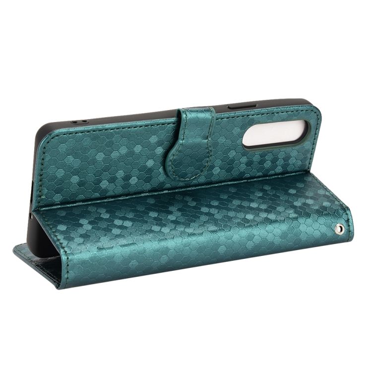 Peňaženkové puzdro Honeycomb Dot Texture Case zelené – Sony Xperia 10 V | Kryty na mobil Kryty na mobil | Peňaženkové puzdro Honeycomb Dot Texture Case zelené – Sony Xperia 10 V | Kryty na mobil