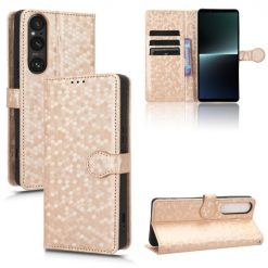 Peňaženkové puzdro Honeycomb Dot Texture Case zlaté – Sony Xperia 1 V | Kryty na mobil Kryty na mobil | Peňaženkové puzdro Honeycomb Dot Texture Case zlaté – Sony Xperia 1 V | Kryty na mobil