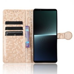 Peňaženkové puzdro Honeycomb Dot Texture Case zlaté – Sony Xperia 1 V | Kryty na mobil Kryty na mobil | Peňaženkové puzdro Honeycomb Dot Texture Case zlaté – Sony Xperia 1 V | Kryty na mobil
