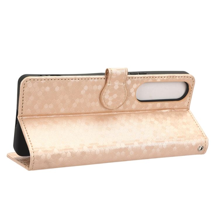Peňaženkové puzdro Honeycomb Dot Texture Case zlaté – Sony Xperia 1 V | Kryty na mobil Kryty na mobil | Peňaženkové puzdro Honeycomb Dot Texture Case zlaté – Sony Xperia 1 V | Kryty na mobil