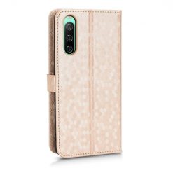 Peňaženkové puzdro Honeycomb Dot Texture Case zlaté – Sony Xperia 10 V | Kryty na mobil Kryty na mobil | Peňaženkové puzdro Honeycomb Dot Texture Case zlaté – Sony Xperia 10 V | Kryty na mobil