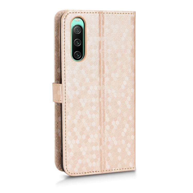 Peňaženkové puzdro Honeycomb Dot Texture Case zlaté – Sony Xperia 10 V | Kryty na mobil Kryty na mobil | Peňaženkové puzdro Honeycomb Dot Texture Case zlaté – Sony Xperia 10 V | Kryty na mobil