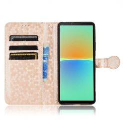 Peňaženkové puzdro Honeycomb Dot Texture Case zlaté – Sony Xperia 10 V | Kryty na mobil Kryty na mobil | Peňaženkové puzdro Honeycomb Dot Texture Case zlaté – Sony Xperia 10 V | Kryty na mobil