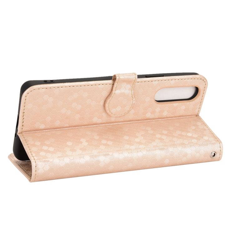 Peňaženkové puzdro Honeycomb Dot Texture Case zlaté – Sony Xperia 10 V | Kryty na mobil Kryty na mobil | Peňaženkové puzdro Honeycomb Dot Texture Case zlaté – Sony Xperia 10 V | Kryty na mobil