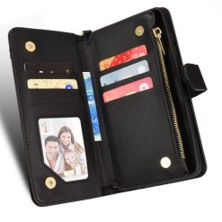 Kryty na mobil | Peňaženkové puzdro Litchi Wallet case čierne – T Phone Pro / T Phone Pro (2023) | Kryty na mobil