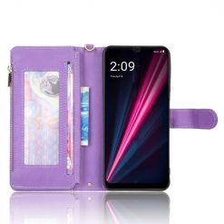 Kryty na mobil | Peňaženkové puzdro Litchi Wallet case fialové – T Phone Pro / T Phone Pro (2023) | Kryty na mobil