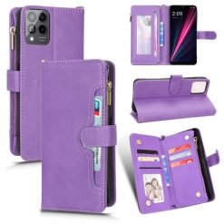 Kryty na mobil | Peňaženkové puzdro Litchi Wallet case fialové – T Phone Pro / T Phone Pro (2023) | Kryty na mobil