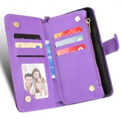 Kryty na mobil | Peňaženkové puzdro Litchi Wallet case fialové – T Phone Pro / T Phone Pro (2023) | Kryty na mobil