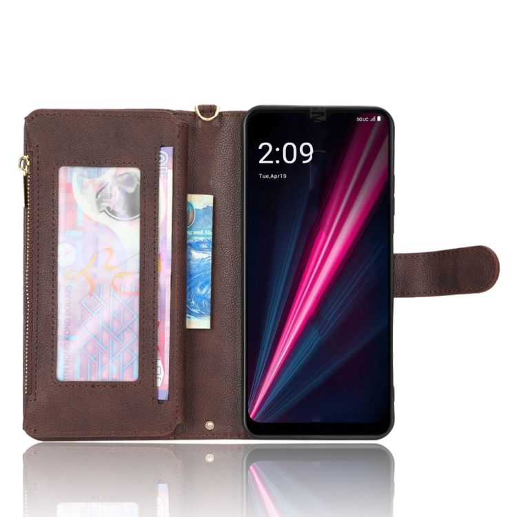 Peňaženkové puzdro Litchi Wallet case hnedé – T Phone Pro / T Phone Pro (2023) | Kryty na mobil Kryty na mobil | Peňaženkové puzdro Litchi Wallet case hnedé – T Phone Pro / T Phone Pro (2023) | Kryty na mobil