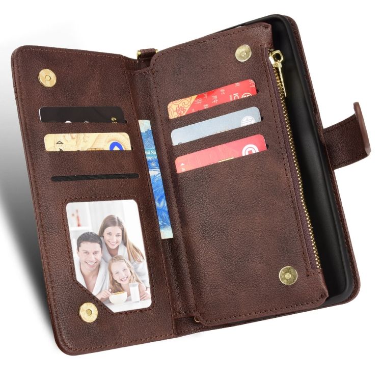 Peňaženkové puzdro Litchi Wallet case hnedé – T Phone Pro / T Phone Pro (2023) | Kryty na mobil Kryty na mobil | Peňaženkové puzdro Litchi Wallet case hnedé – T Phone Pro / T Phone Pro (2023) | Kryty na mobil