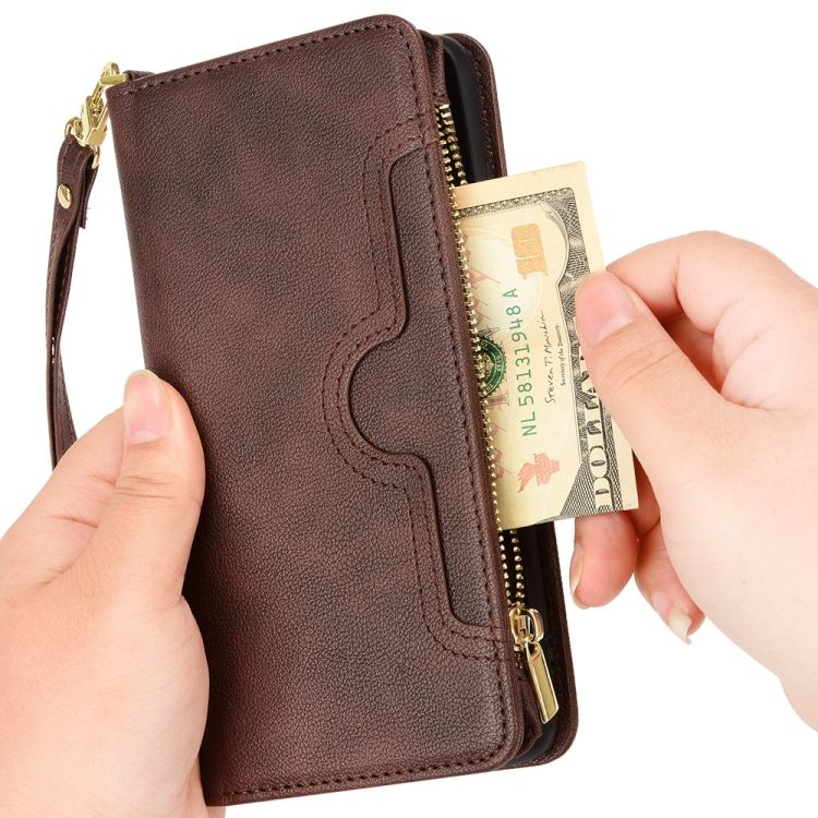 Peňaženkové puzdro Litchi Wallet case hnedé – T Phone Pro / T Phone Pro (2023) | Kryty na mobil Kryty na mobil | Peňaženkové puzdro Litchi Wallet case hnedé – T Phone Pro / T Phone Pro (2023) | Kryty na mobil