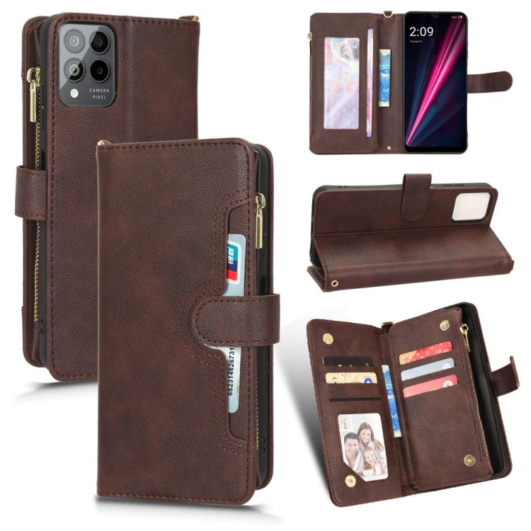 Peňaženkové puzdro Litchi Wallet case hnedé – T Phone Pro / T Phone Pro (2023) | Kryty na mobil Kryty na mobil | Peňaženkové puzdro Litchi Wallet case hnedé – T Phone Pro / T Phone Pro (2023) | Kryty na mobil