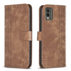 Peňaženkové puzdro Plaid case hnedé – Nokia C32