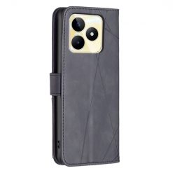 Kryty na mobil | Knižkové puzdro Rhombus čierne – Realme C53 | Kryty na mobil