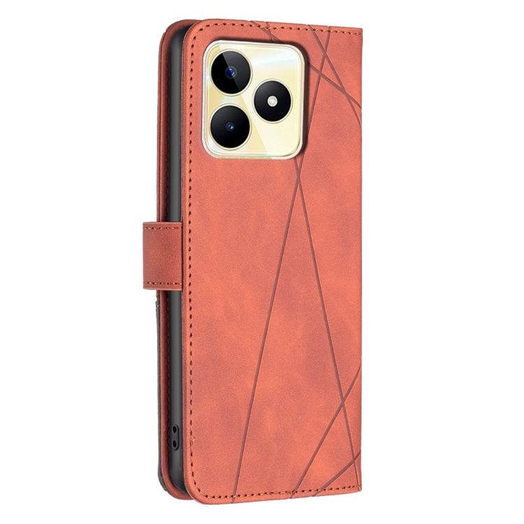 Knižkové puzdro Rhombus hnedé – Realme C53 | Kryty na mobil Kryty na mobil | Knižkové puzdro Rhombus hnedé – Realme C53 | Kryty na mobil