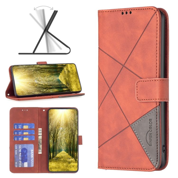 Knižkové puzdro Rhombus hnedé – Realme C53 | Kryty na mobil Kryty na mobil | Knižkové puzdro Rhombus hnedé – Realme C53 | Kryty na mobil