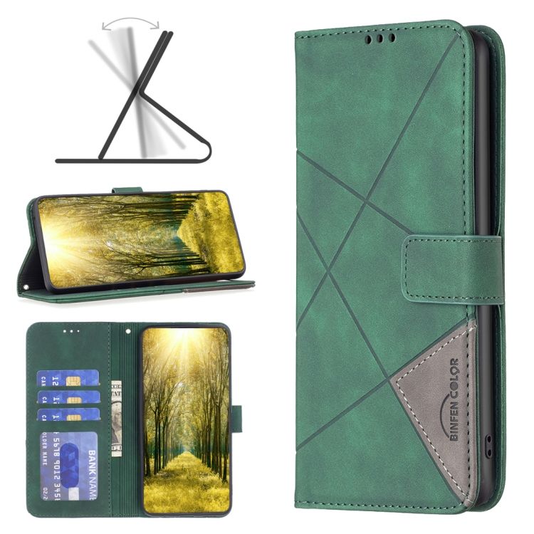 Knižkové puzdro Rhombus zelené – Realme C53 | Kryty na mobil Kryty na mobil | Knižkové puzdro Rhombus zelené – Realme C53 | Kryty na mobil