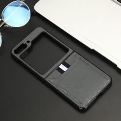 Kryt Litchi Slots Case sivý – Samsung Galaxy Z Flip 5