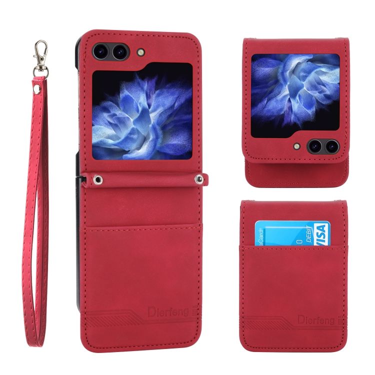 Peňaženkové puzdro Dierfeng Dream červené – Samsung Galaxy Z Flip 5 | Kryty na mobil Kryty na mobil | Peňaženkové puzdro Dierfeng Dream červené – Samsung Galaxy Z Flip 5 | Kryty na mobil