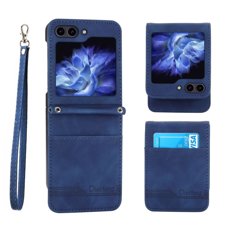Peňaženkové puzdro Dierfeng Dream modré – Samsung Galaxy Z Flip 5 | Kryty na mobil Kryty na mobil | Peňaženkové puzdro Dierfeng Dream modré – Samsung Galaxy Z Flip 5 | Kryty na mobil
