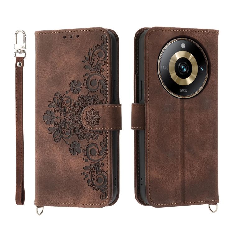 Peňaženkové puzdro Embossing Pattern Flowery Mandala hnedé – Realme 11 Pro / 11 Pro+ | Kryty na mobil Kryty na mobil | Peňaženkové puzdro Embossing Pattern Flowery Mandala hnedé – Realme 11 Pro / 11 Pro+ | Kryty na mobil