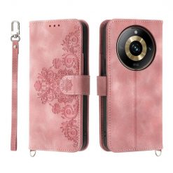 Peňaženkové puzdro Embossing Pattern Flowery Mandala ružové – Realme 11 Pro / 11 Pro+ | Kryty na mobil Kryty na mobil | Peňaženkové puzdro Embossing Pattern Flowery Mandala ružové – Realme 11 Pro / 11 Pro+ | Kryty na mobil